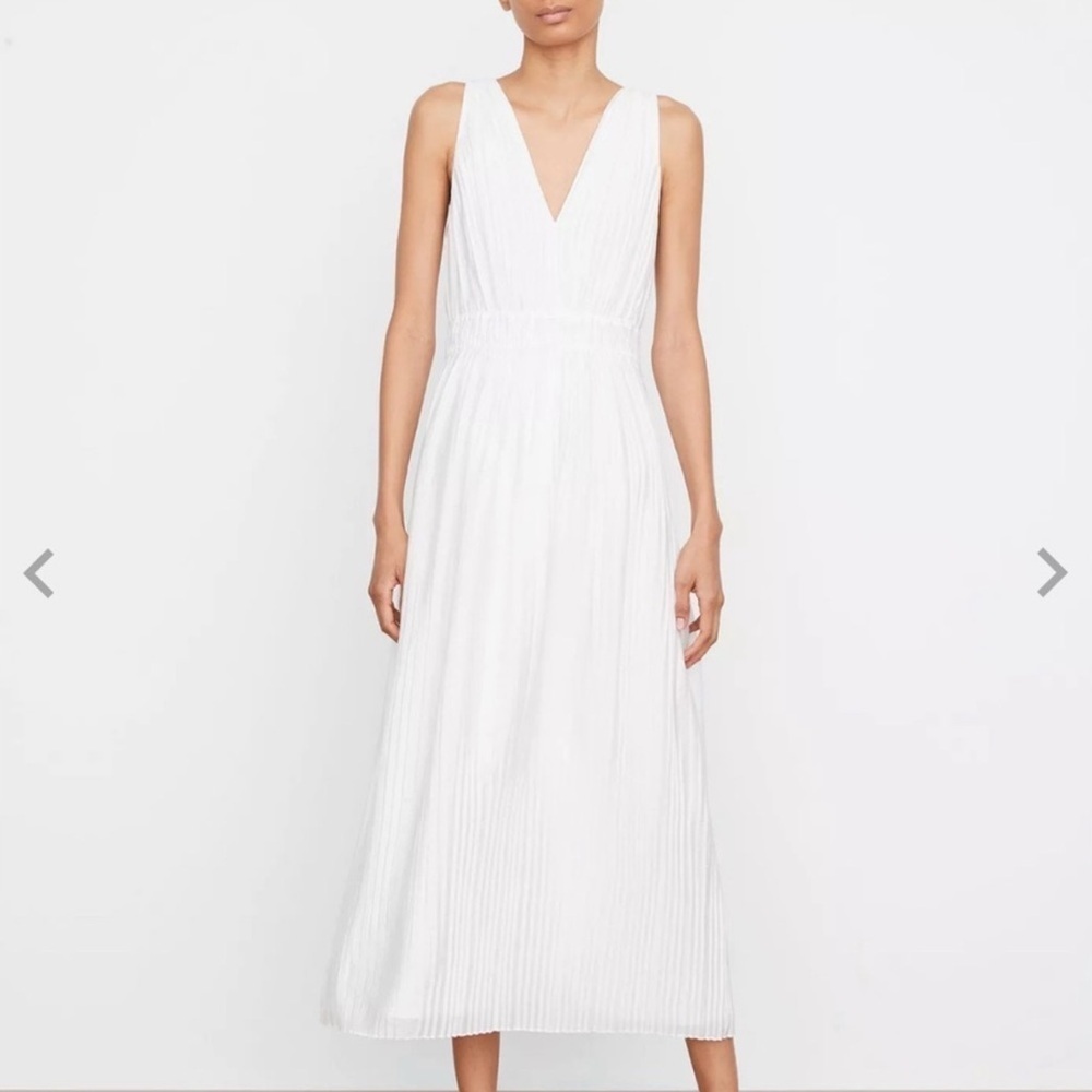 Vince Womens Pleated Dbl V-Neck Dress Retails $495